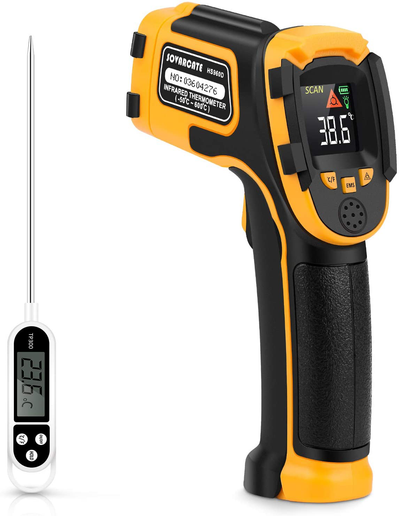 Infrared Thermometer No Touch Digital Laser Temperature Gun with Color Display -58℉～1112℉(-50℃～600℃)Adjustable Emissivity - for Cooking/BBQ/Freezer - Meat Thermometer Included -Non Body Thermometer