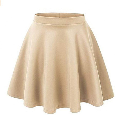 Afibi Casual Mini Stretch Waist Flared Plain Pleated Skater Skirt