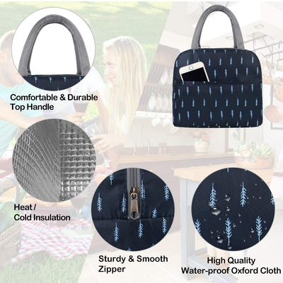 Buringer Reusable Insulated Lunch Bag Cooler Tote Box with Front Pocket Zipper Closure for Woman Man Work Picnic or Travel (Heart Leopard)