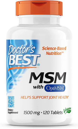Doctor's Best MSM with OptiMSM, Non-GMO, Gluten Free, Joint Support, 1500 mg, 120 Tablets (DRB-00097)
