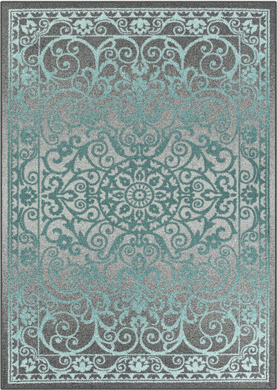 Maples Rugs Pelham Vintage Kitchen Rugs Non Skid Accent Area Carpet [Made in USA], 2'6 x 3'10, Grey/Blue, Model:AG4055402