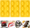 Fimary 3 Inches 6 Holes Half Sphere Silicone Molds For Chocolate, Cake, Jelly, Pudding, Food Grade Round Silicon Molds for Cake Baking (3, yellow)