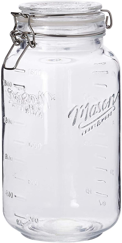 Mason Craft & More Clear Glass Clamp Jars, 1 Liter 2PK