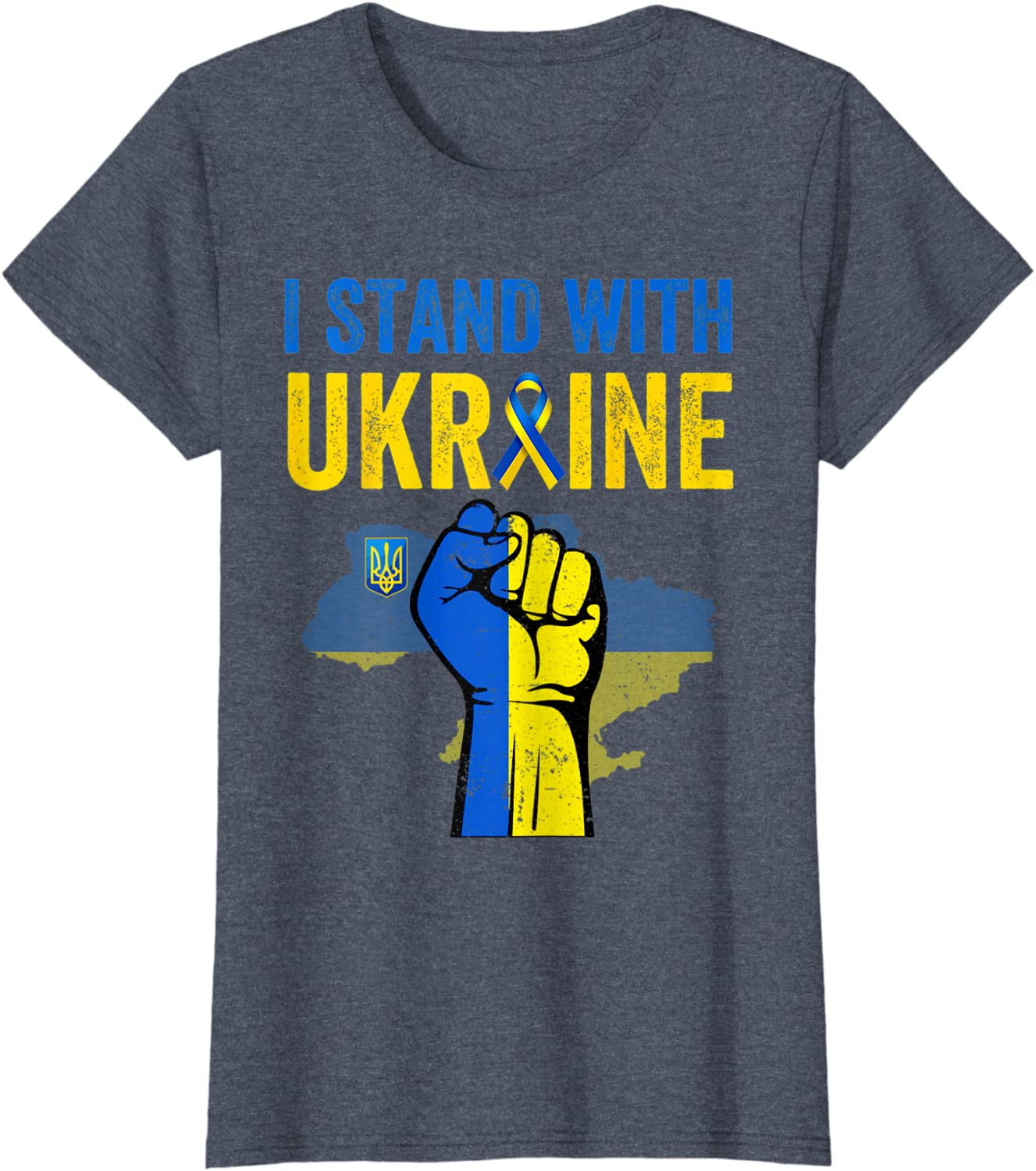 Support Ukraine - I Stand With Ukraine Ribbon Flag T-Shirt