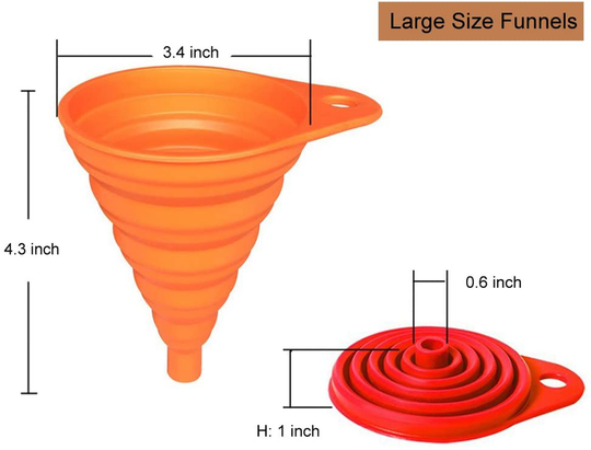 KongNai Silicone Collapsible Funnel Set of 4, Small and Large, Kitchen Gadgets Foldable Funnel for Water Bottle Liquid Transfer Food Grade