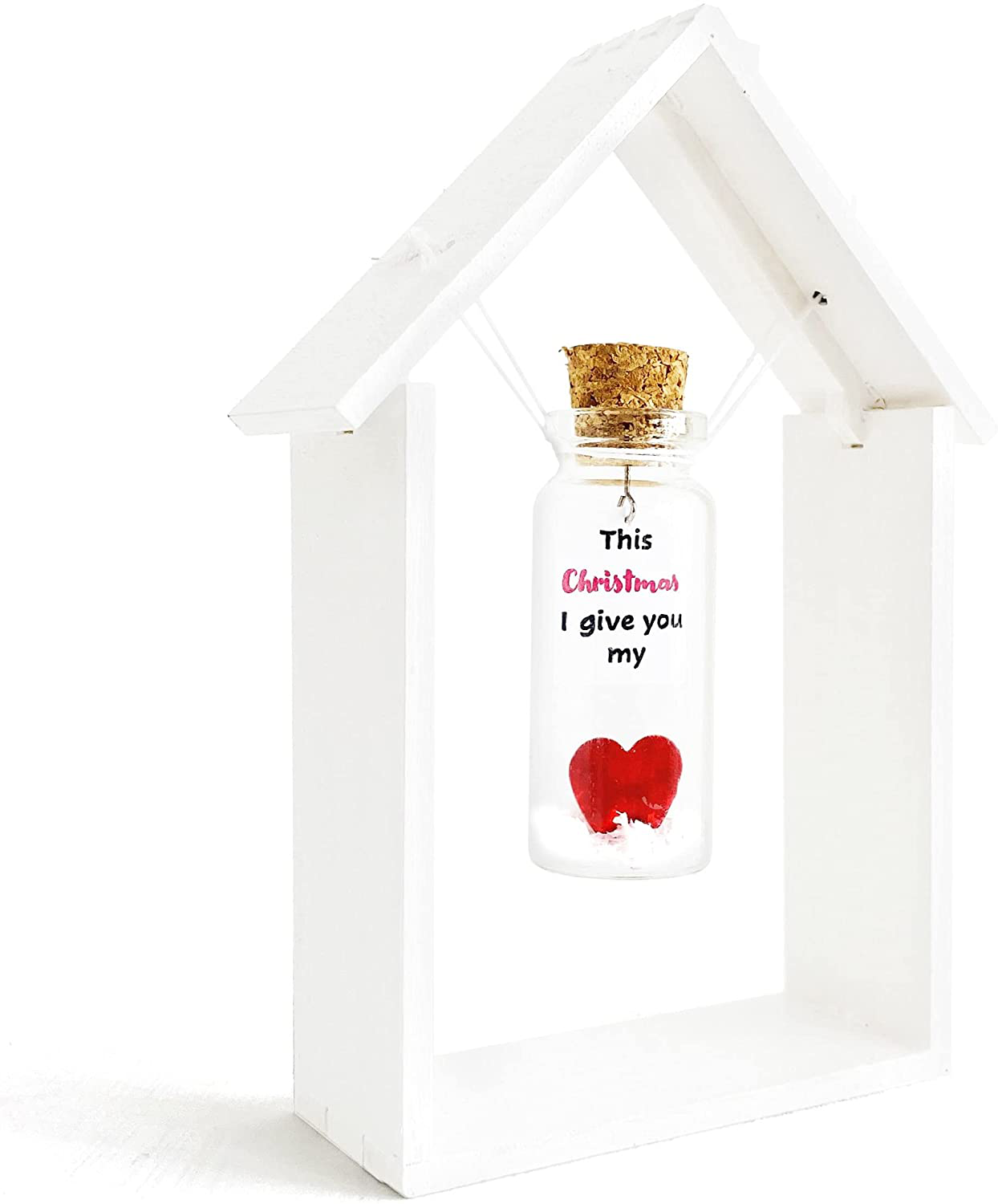 Heart and Message in a Bottle Love Present, Romantic Decoration for Boyfriend or Girlfriend, Anniversary Wish Jar with Card (Red Heart in a Bottle, You're Still the Best Decision I Ever Made)