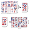 20 Sheets Temporary Tattoos Stickers Red White and Blue Patriotic