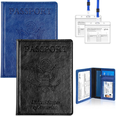 2 Pack Passport and Vaccine Card Holder Combo