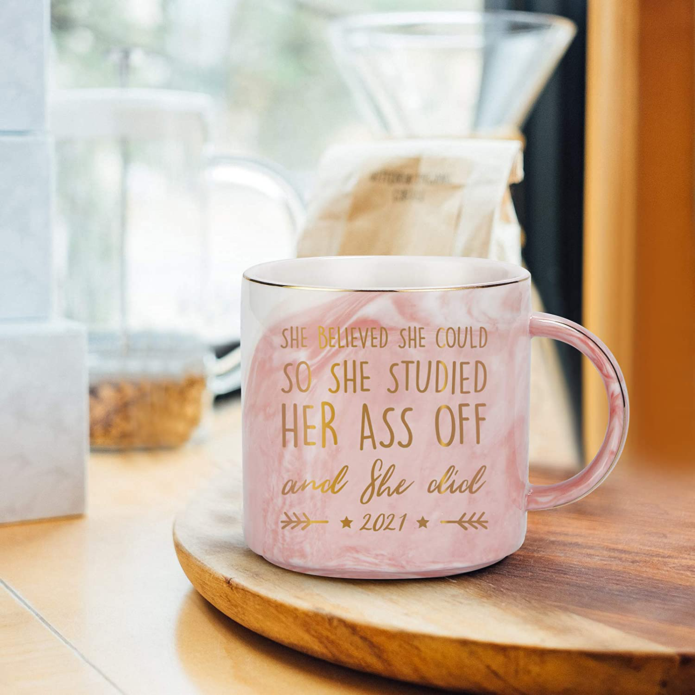 She Believed She Could So She Did Mug 2021 Congratulations Gifts Graduation Gifts for Her Valentines Day Gifts for Her Inspirational Gifts Encouragement Gifts for Women Marble Mug 12Oz with Gift Box