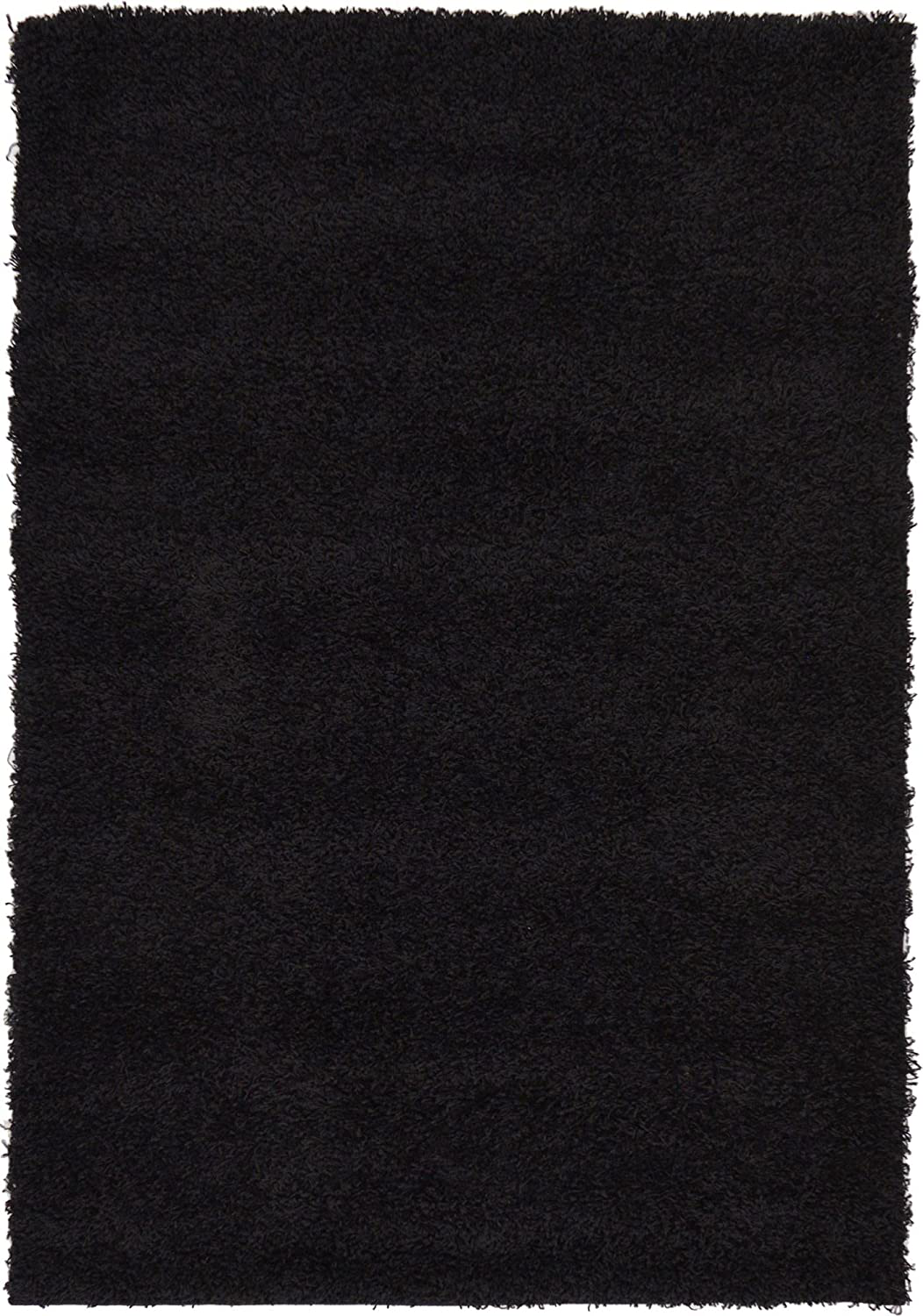 Unique Loom Solo Solid Shag Collection Area Modern Plush Rug Lush & Soft, 4' 0 x 6' 0, Jet Black