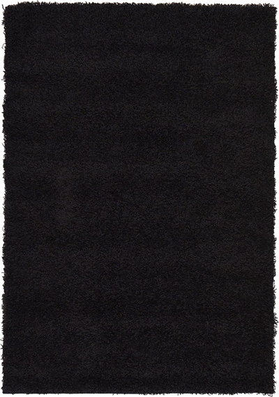 Unique Loom Solo Solid Shag Collection Area Modern Plush Rug Lush & Soft, 4' 0 x 6' 0, Jet Black