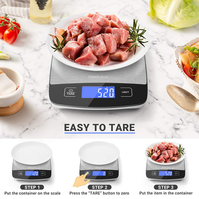 Geekclick Digital Food Kitchen Scale, 22lb Scale for Food Weight Grams and Oz, Kitchen Tools for Baking, Cooking, Meal Prep, Weight Loss, 1g/0.05oz Precise Graduation, Easy Clean Tempered Glass-Black