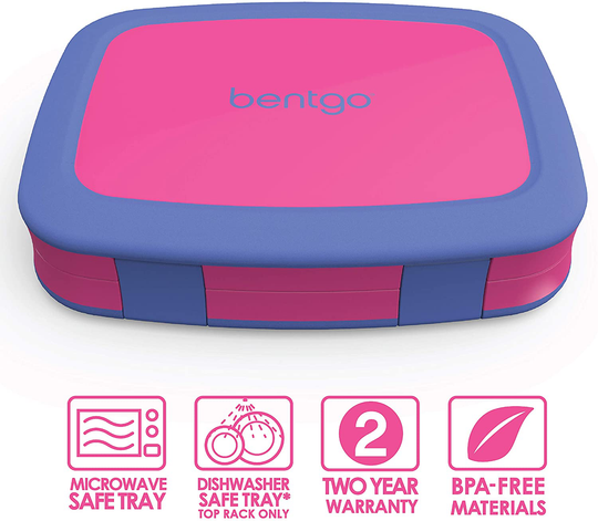 Bentgo Kids Brights – Leak-Proof, 5-Compartment Bento-Style Kids Lunch Box – Ideal Portion Sizes for Ages 3 to 7 – BPA-Free, Dishwasher Safe, Food-Safe Materials (Fuchsia)