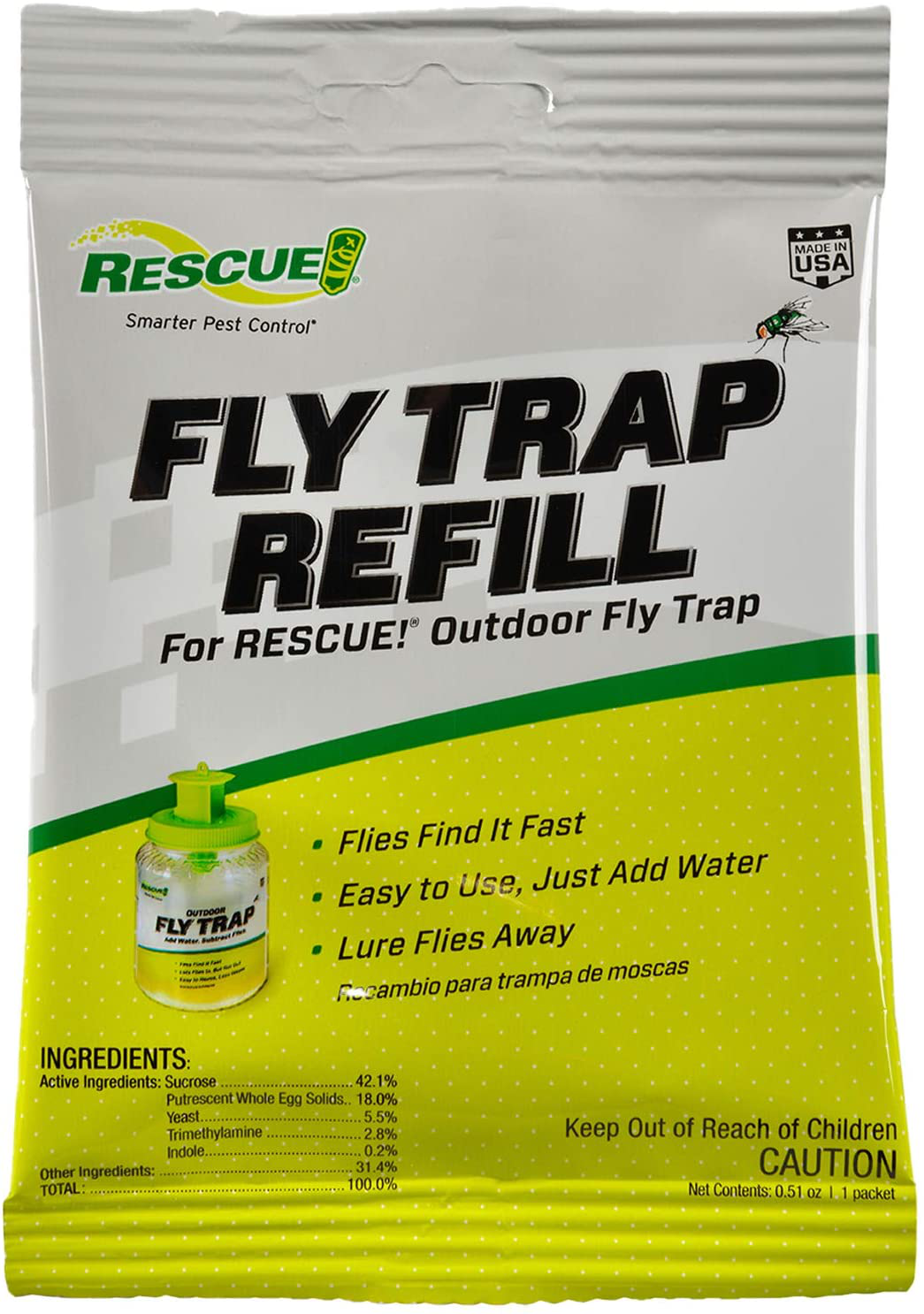 RESCUE! Reusable Fly Trap Refill – Outdoor Use - 18 Pack