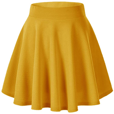 Afibi Casual Mini Stretch Waist Flared Plain Pleated Skater Skirt