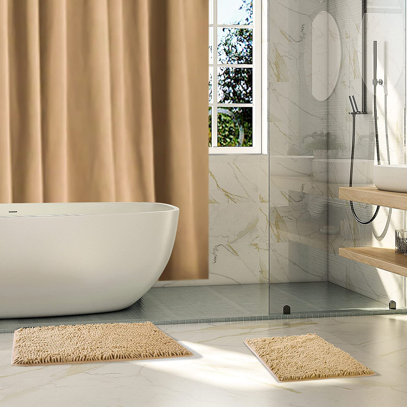 Microfiber Bath Rugs Chenille Bath Mat, Ultra Soft NUFR Bathroom Rugs Quick-Dry, Water Absorbent 
