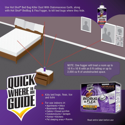 Hot Shot 95911 AC1688 Bedbug & Flea Fogger, Pack of 3, Purple