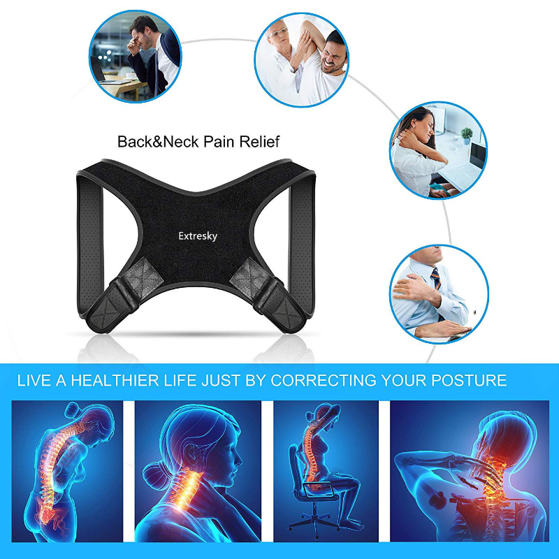 Posture Corrector for Men and Women - Comfortable Adjustable Upper Back Brace for Clavicle Support Providing Pain Relief From Neck, Back and Shoulder