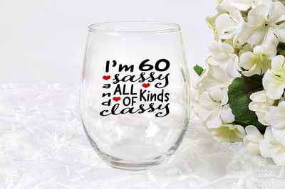 60 and Sassy, Funny 60th Birthday Gifts For Women Ideas, 60th Birthday Wine Glass, Party Favors 60th Birthday Photo Booth Props, Moms 60th Birthday Gifts For Her, Party Decorations 60th Birthday Decor