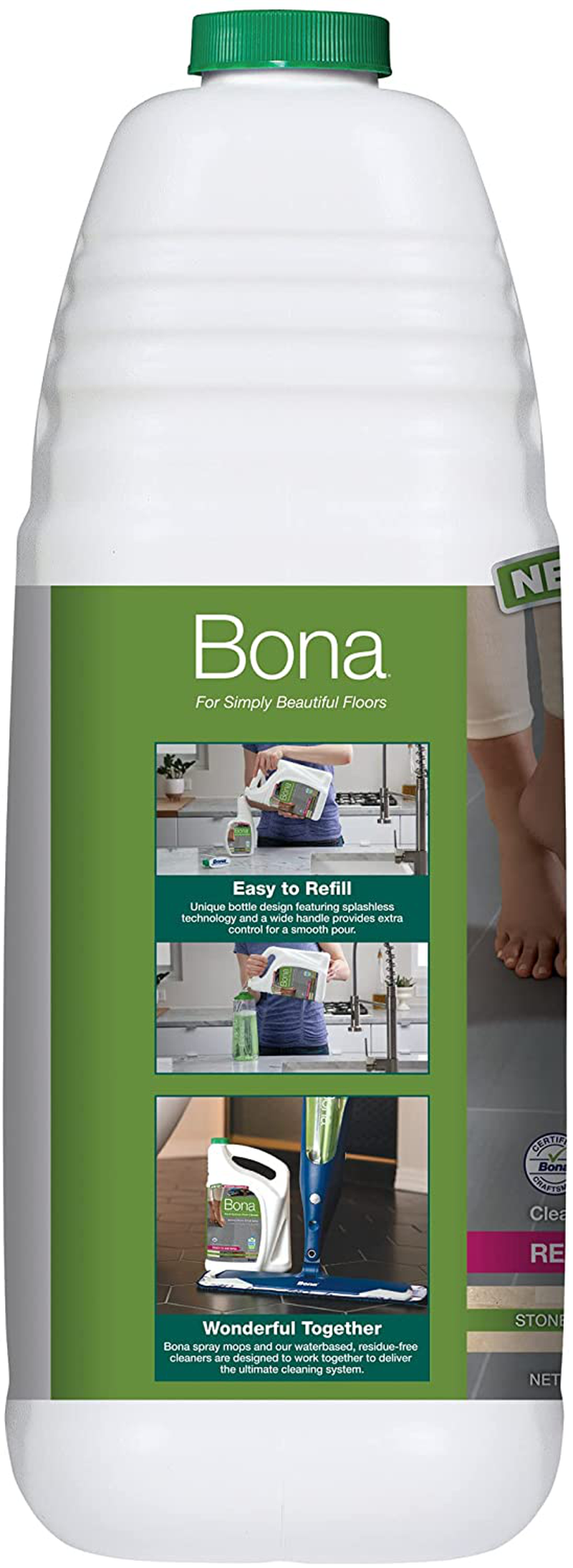 Bona Hard-Surface Floor Cleaner Refill, 128 Fl Oz (Pack of 1), Clear