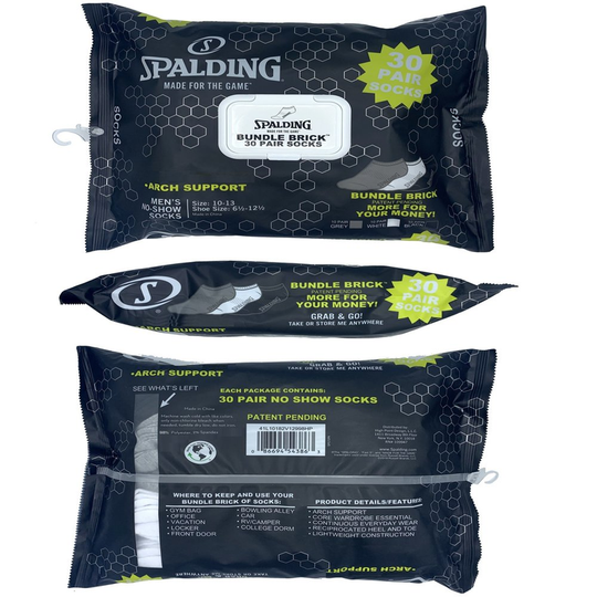 Men's 30-Pack No-Show Socks, Sizes 6.5-12