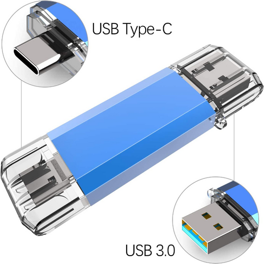 Dual USB 3.0 Type C Dual OTG Flash Drive Thumb Drive Memory Stick