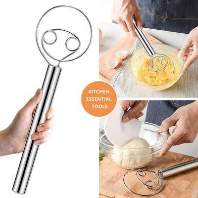 NileHome Danish Dough Whisk Dutch Dough Whisk with 304 Stainless Steel Bread Dough Mixer Large Bread Whisk Kitchen Baking Tools Dough Hand Mixer