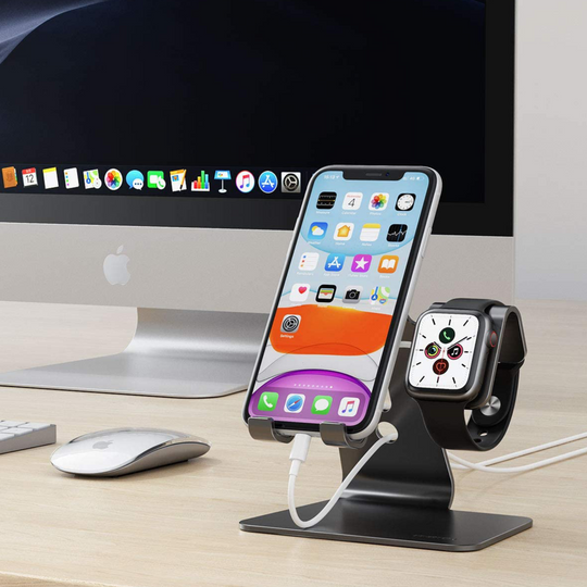 2 in 1 Universal Desktop Stand Holder Compatible with iPhone and Apple Watch Series 7/6/5/4/3/2/1 and Apple Watch SE