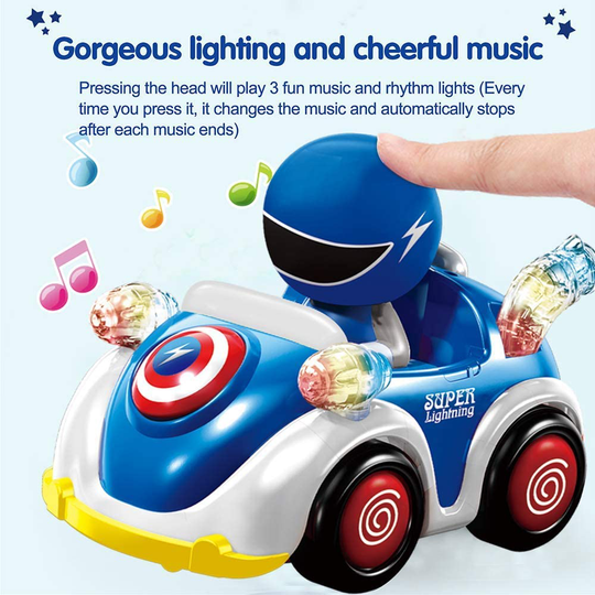 RC Toys Remote Control Car for 1 2 3 4 5 6 Year Old Baby Toddlers Children STEM RC Cartoon Race Car Toys for Kids with Music and Lights RC Car Christmas Birthday Gifts Boys Girls