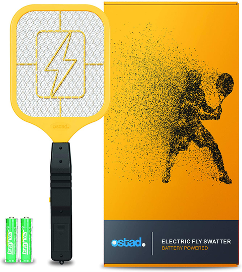 Ostad Bug Zapper Electric Fly Swatter Racket - Powerful Handheld Indoor Outdoor Pest Control Bug Zapper Killer - Fly Mosquito Zapper, Bee, Wasp, Flying Insect Killer 4000 Volt - AA Batteries Included