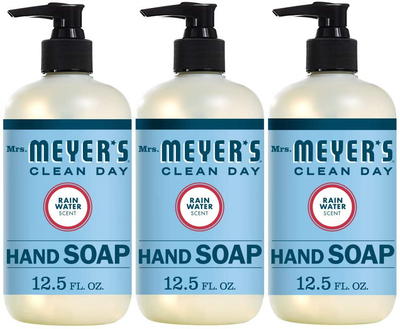 Mrs. Meyer's Clean Day Liquid Hand Soap, Cruelty Free and Biodegradable Hand Wash Formula Made with Essential Oils, Rain Water Scent, 12.5 oz - Pack of 3