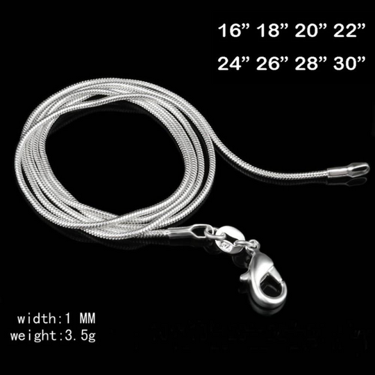 5 Piece Unisex 925 Sterling Silver Snake Chain Necklace