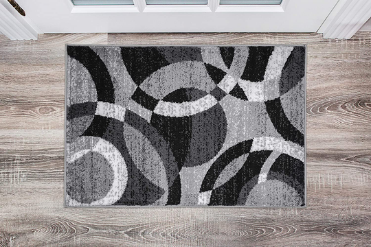Contemporary Modern Circles Gray Area Rug Abstract 2' x 3'