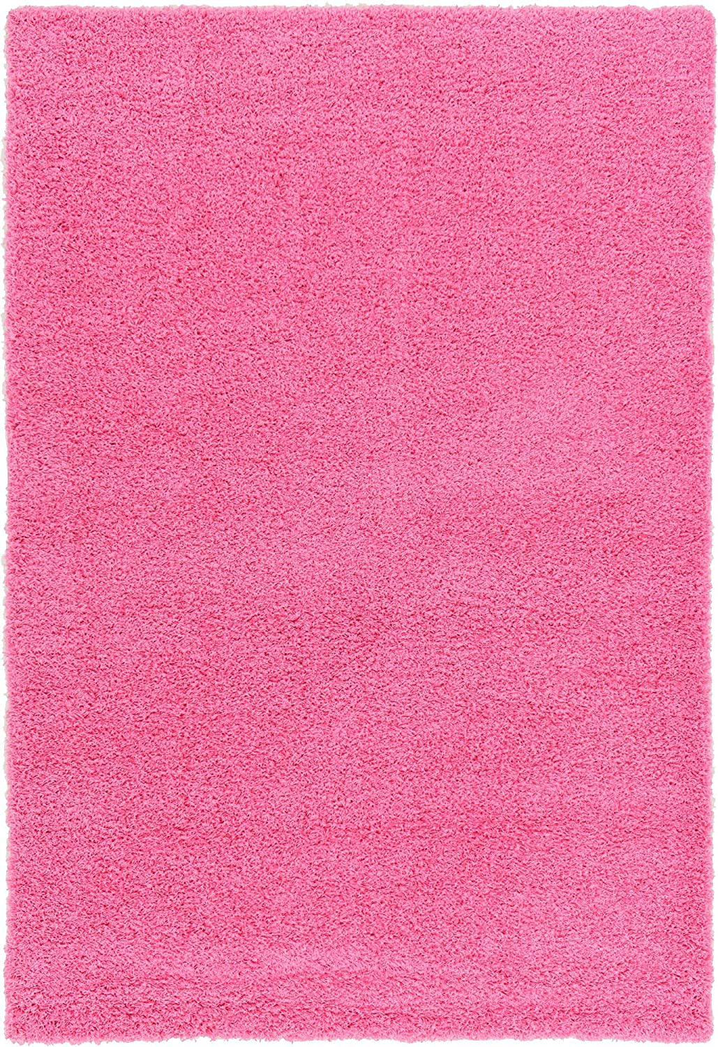 Unique Loom Solo Solid Shag Collection Area Modern Plush Rug Lush & Soft, 6' 0 x 9' 0, Bubblegum Pink