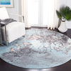 Safavieh Glacier Collection GLA125L Modern Abstract Non-Shedding Stain Resistant Living Room Bedroom Area Rug 3' x 3' Round Blue/Pink