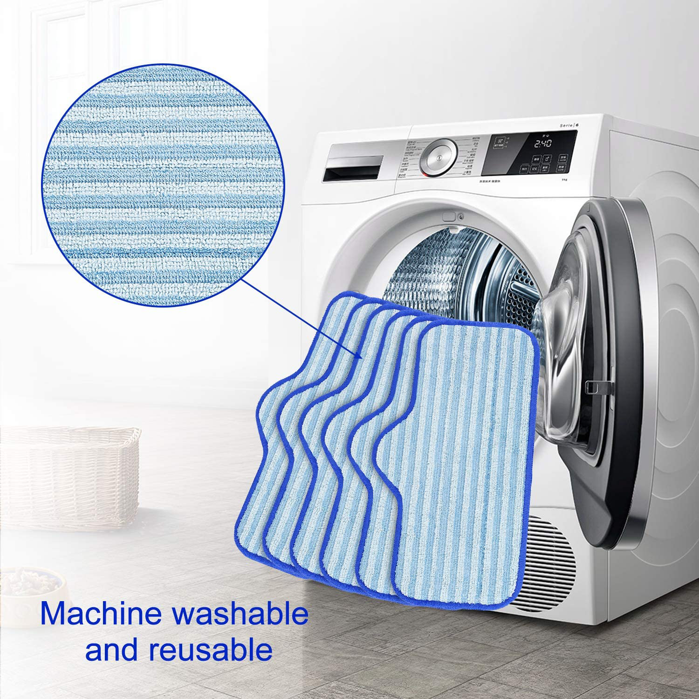LINNIW 6 Pack Microfiber Pads Compatible with Dupray Neat Steam Cleaner，Durable, Reusable and Machine Washable