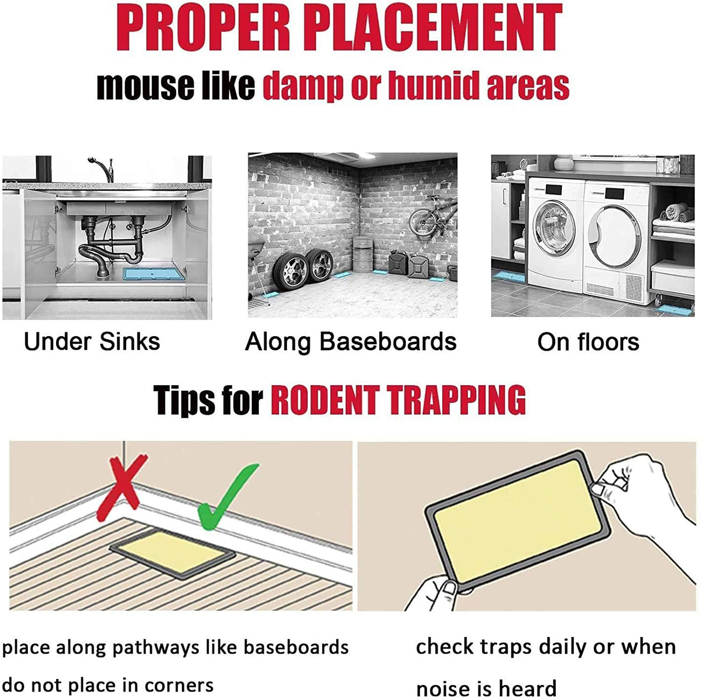 Mouse Traps,Rat Traps,Mouse Traps Indoor,Rat Traps for House,Mouse Glue Traps,Mice Traps for House,Sticky Traps, Glue Boards Professional Strength That Work Capturing Indoor and Outdoor Rat