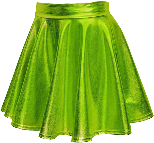 Urban CoCo Women's Shiny Flared Pleated Mini Skater Skirt