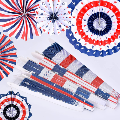 Patriotic Decorations Indoor Outdoor Hanging Paper Fans