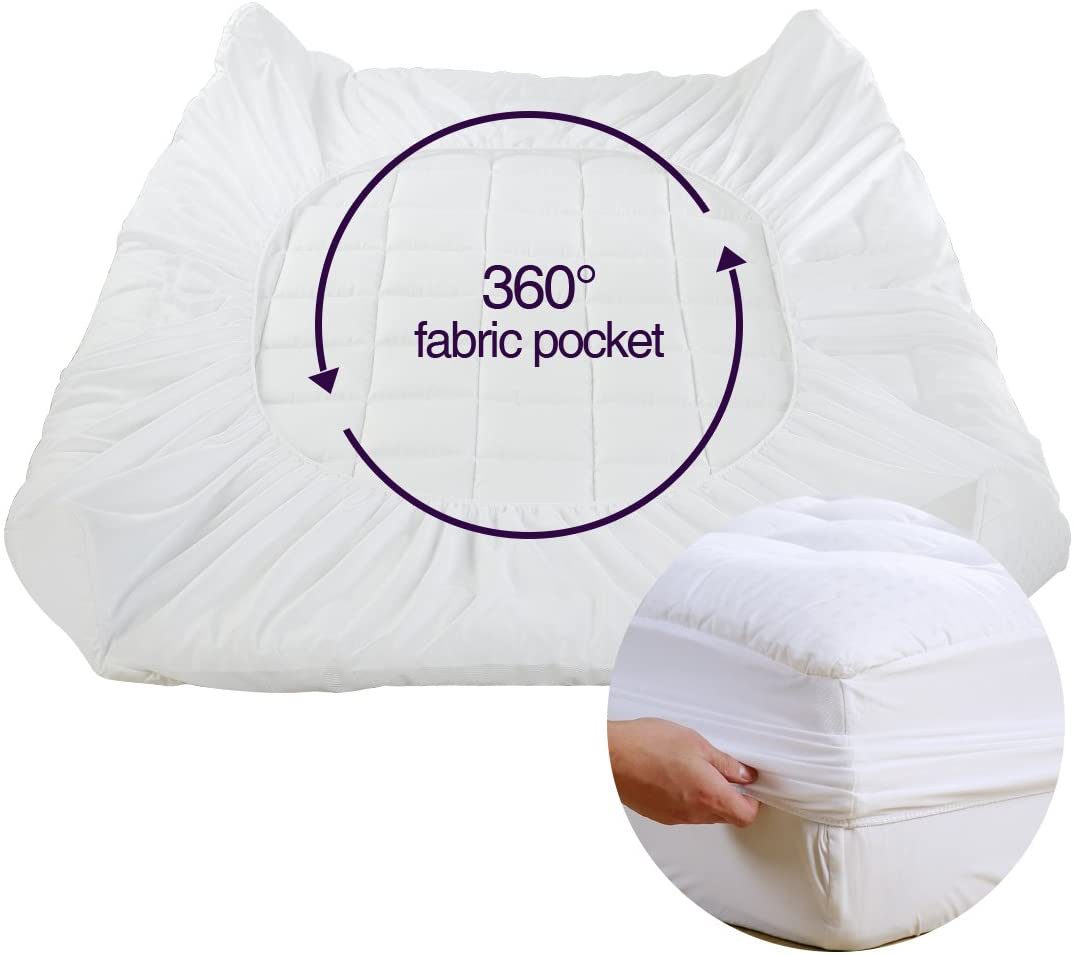 EASELAND Queen Size Mattress Pad Pillow Top Mattress Cover Quilted Fitted Mattress Protector Cotton Top 8-21" Deep Pocket Cooling Mattress Topper (60x80 Inches, White)