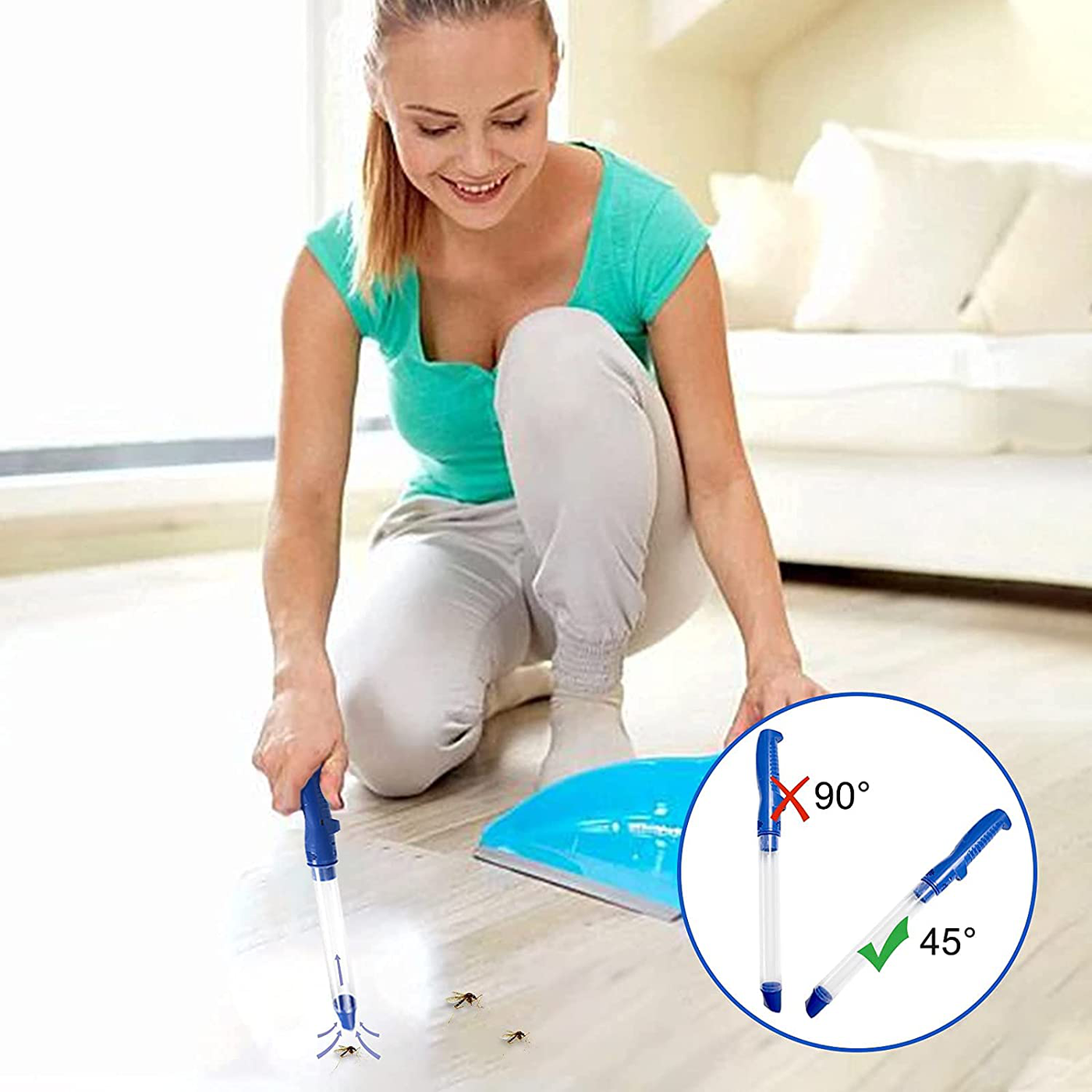 Powerful Vacuum Bug Catcher,Spider and Insect Traps Catcher with USB Rechargeable Blue Bug Pest Control,Insects and Handheld Bug Catcher with LED Flashlight for Stink Bug,Beetle,Pest Suction Trap