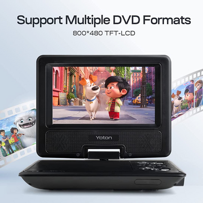 9.5" Portable DVD Player with 7.5" Swivel Screen, 4-6 Hours Built-in Battery, Support SD Card/USB/Multiple Disc Formats