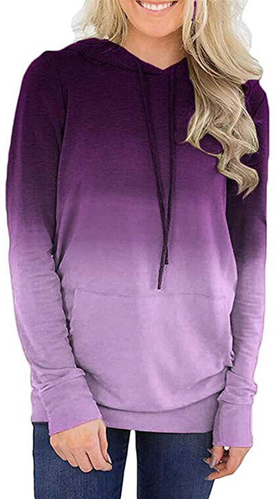 Barlver Women's Casual Hoodies Long Sleeve Sweatshirts Cowl Neck Drawstring Hooded Pullover Top with Pockets