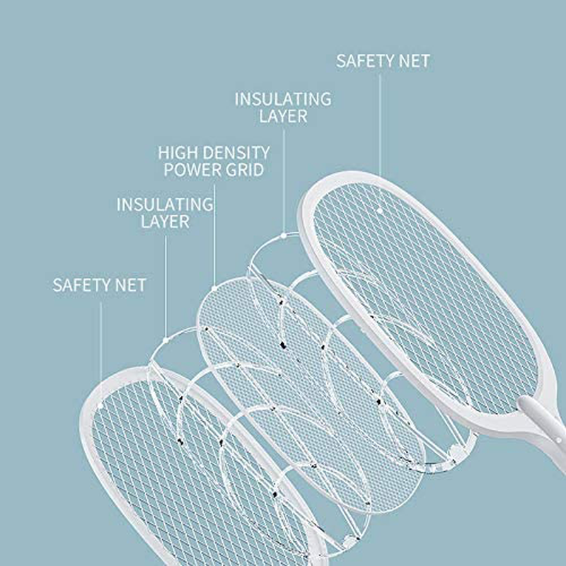 Rechargeable Electric Powerful Bug Zapper Fly Swatter Racket, Handheld Wasp Mosquitoes Flies Insects Killer Racquet for Indoor and Outdoor Pest Control Bat, eco Friendly Safe 4000 Volt, Blue/Gray