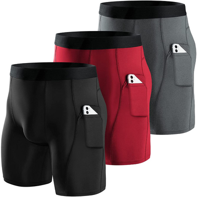 3 Pack Men's Compression Fitness Shorts
