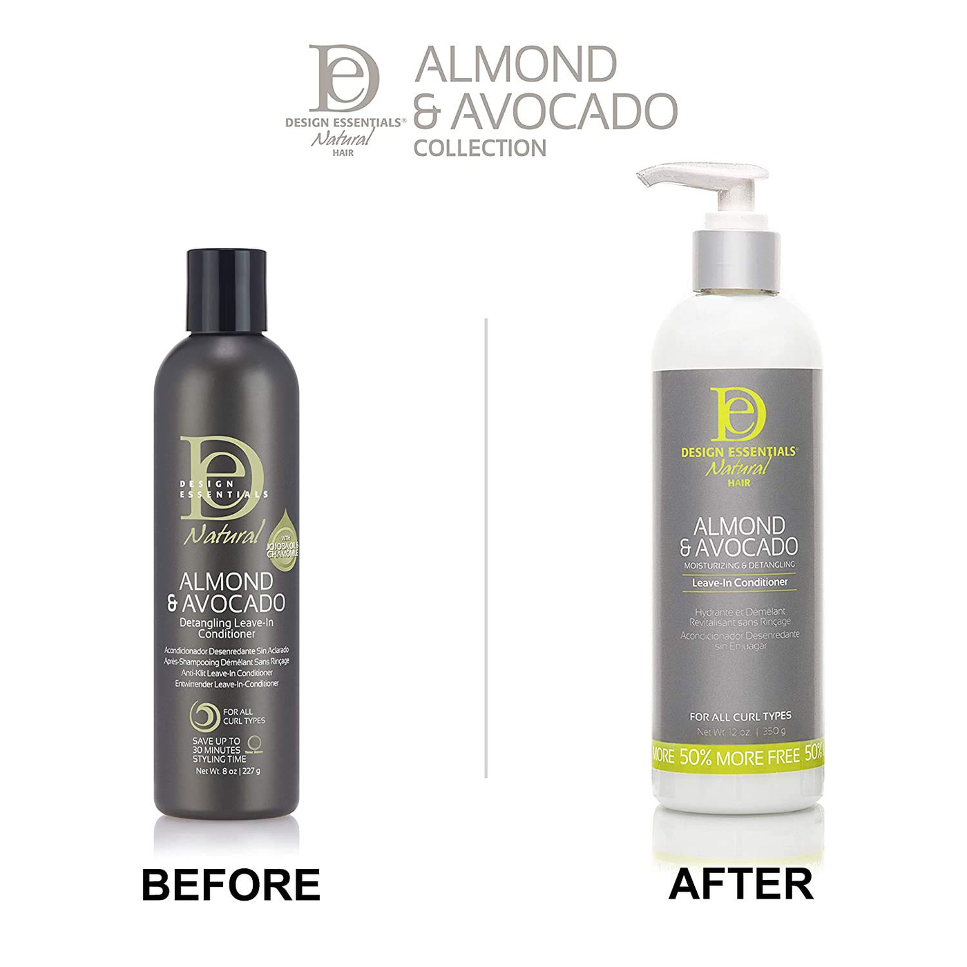 Design Essentials Moisturizing and Detangling Leave In Conditioner Almond and Avocado Collection, 8 Ounces