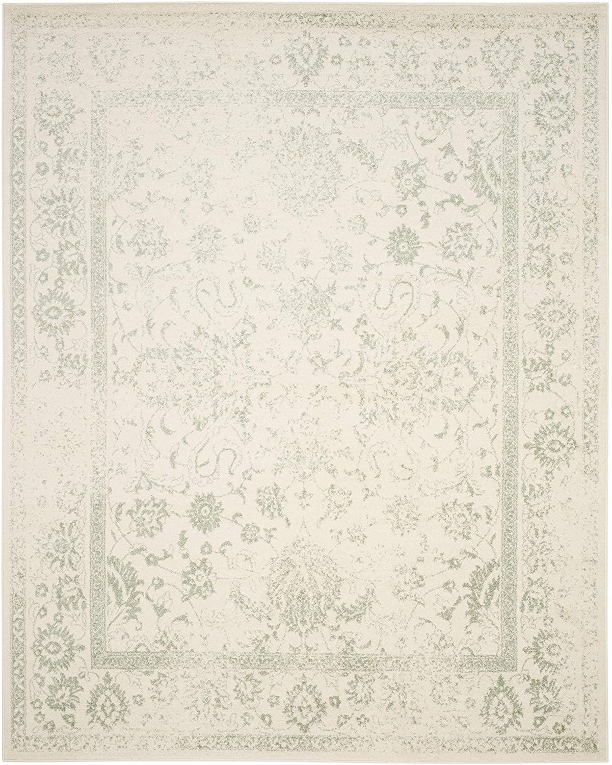 Safavieh Adirondack Collection ADR109C Oriental Distressed Non-Shedding Stain Resistant Living Room Bedroom Runner, 2'6" x 18' , Ivory / Silver