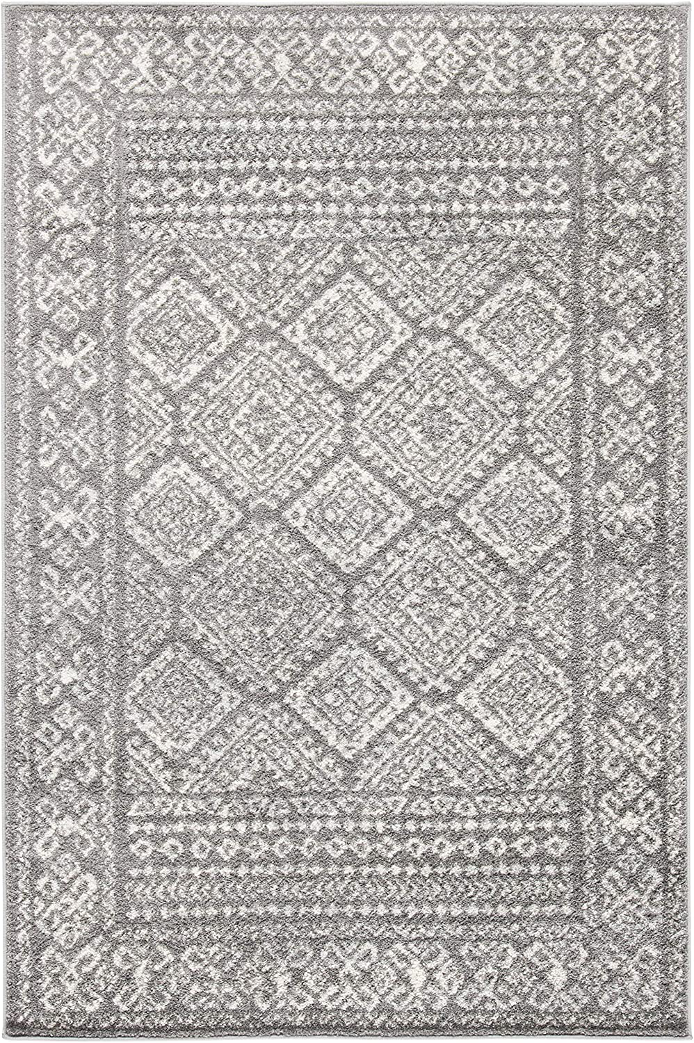 Safavieh Tulum Collection TUL264F Moroccan Boho Distressed Non-Shedding Stain Resistant Living Room Bedroom Area Rug, 2' x 5', Dark Grey / Ivory