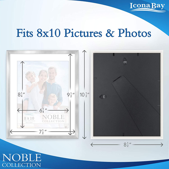 Icona Bay 8x10 Picture Frames (Silver, 6 Pack), Modern Professional Frame Set, Noble Collection