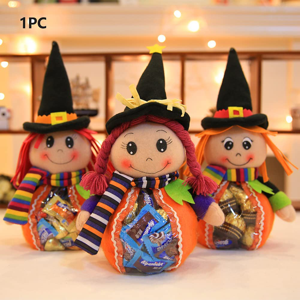 Candy Bag, Portable Home Cute Halloween Decor Candy Bag Witch Shape for Kids Storing Candies, Snacks, Candies, Toys (Braids)